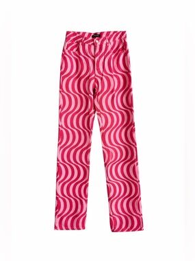 Pink Swirl ๐ฉท๐ Abstract Mid Rise Straight Leg Jeans